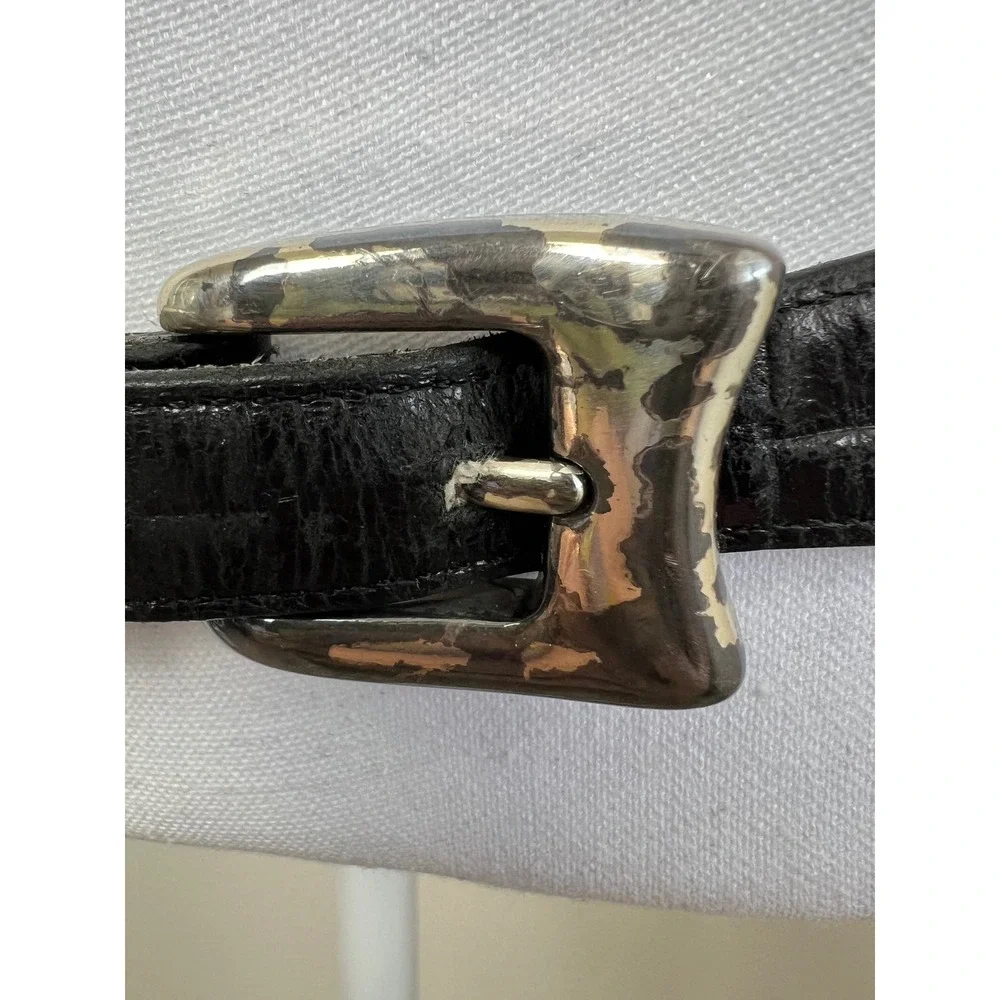 VTG Onyx by Brighton Ranger Belt Black Croc Embossed Leather Sz 36 USA Americana